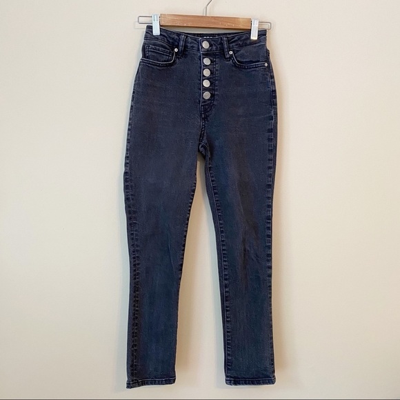 BDG Girlfriend High Rise Button Fly Faded Black Skinny Jeans - 25 - Picture 13 of 14